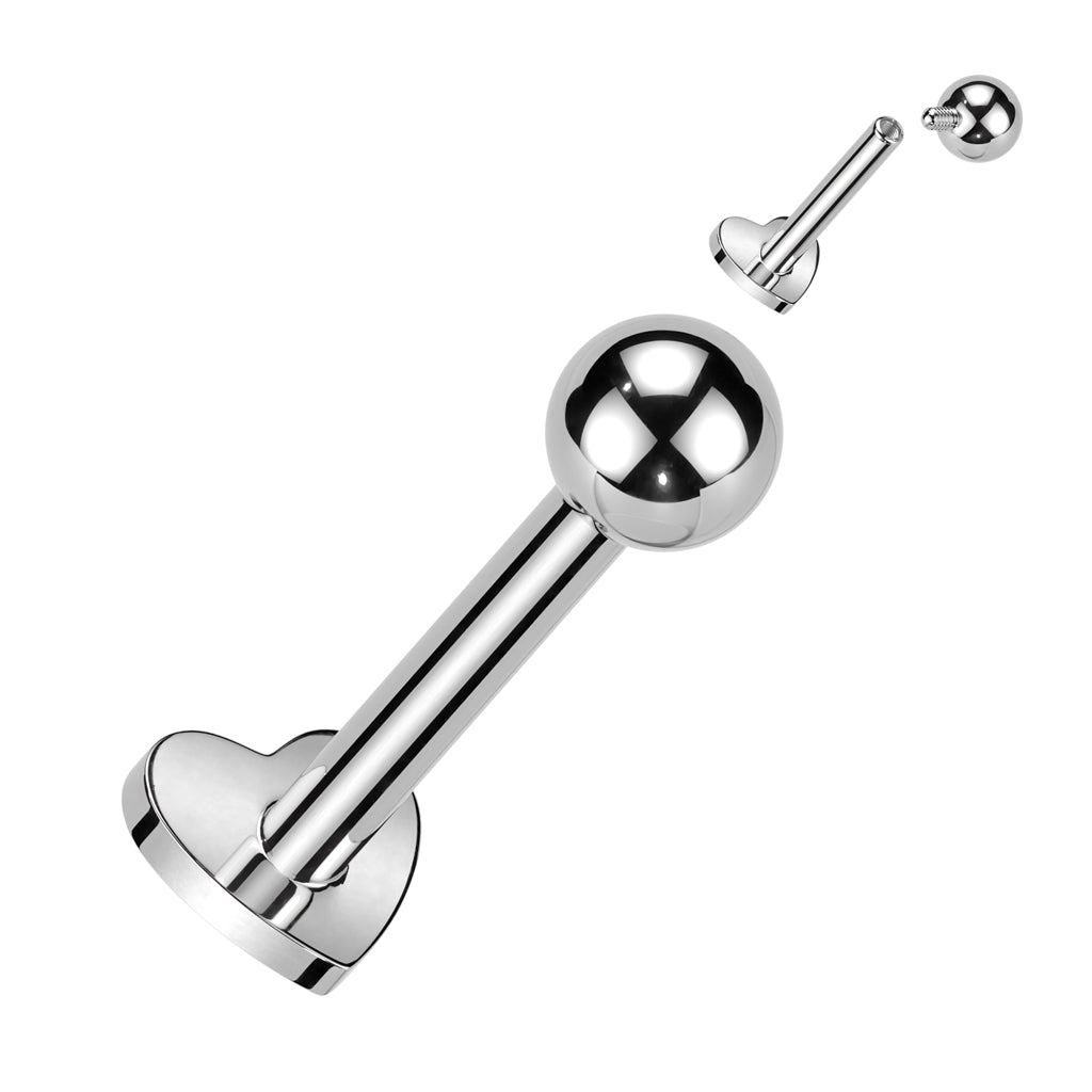 16G Titanium Internally Threaded Heart Base W/ Ball Top